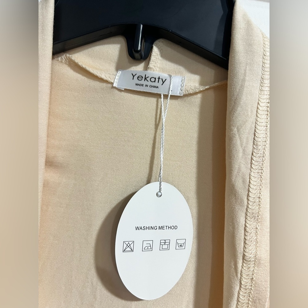 New NWT cream tan beige cardigan cardi lightweight L large - Picture 3 of 7